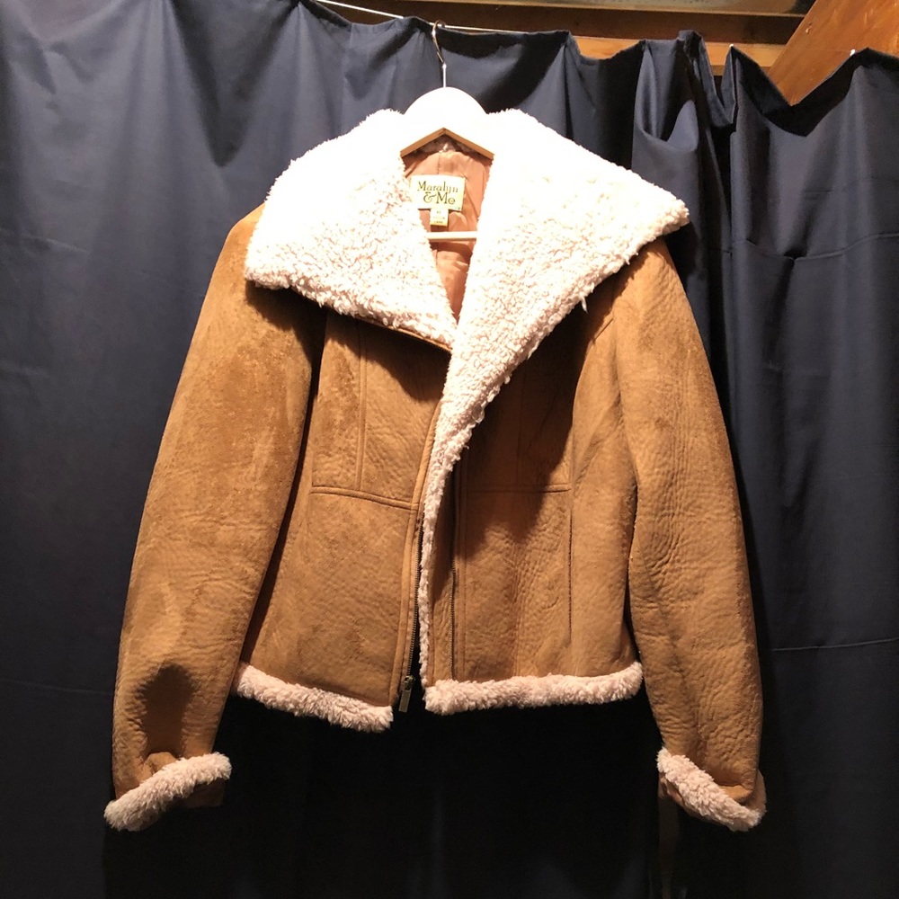 Sheepskin lined leather looking jacket